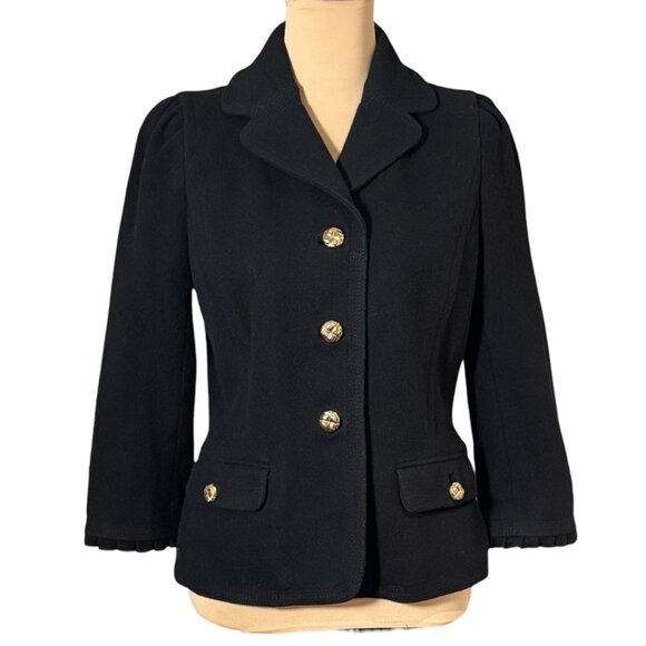 Vintage Y2K Juicy Couture Wool Jacket Coat SZ M Black Gold Buttons Goth Preppy - Picture 1 of 14